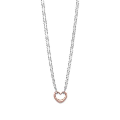 Two Tone Double Strand Open Heart Necklace- M H W ACCESSORIES - M H W ACCESSORIES LLC