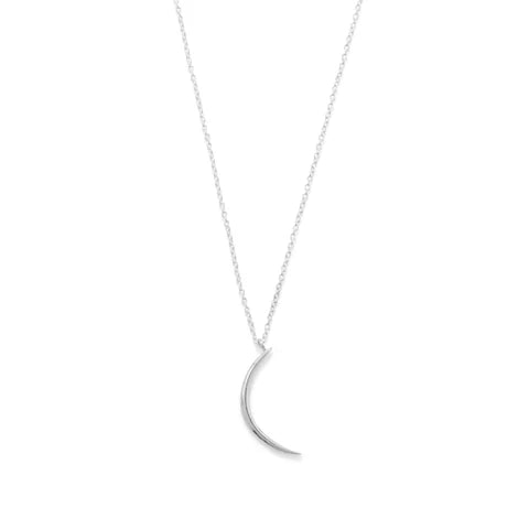 .925 Sterling Silver Polished Crescent Moon Necklace - M H W ACCESSORIES LLC