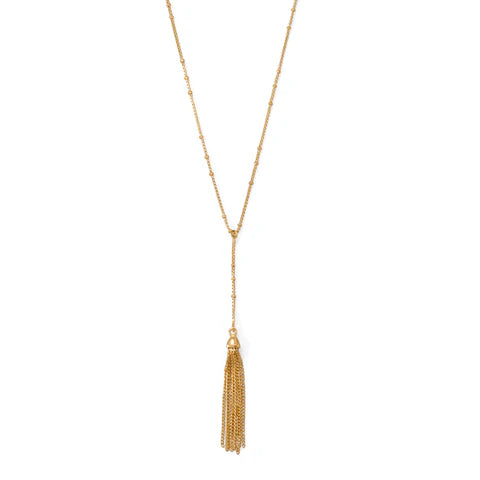 Darling Drop! 18"+2 14 Karat Gold Plated Tassel Necklace - M H W ACCESSORIES LLC