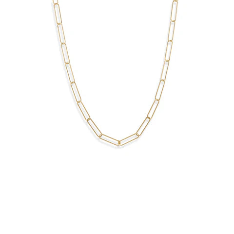21" 14 Karat Gold Plated Paperclip Chain Necklace - M H W ACCESSORIES LLC
