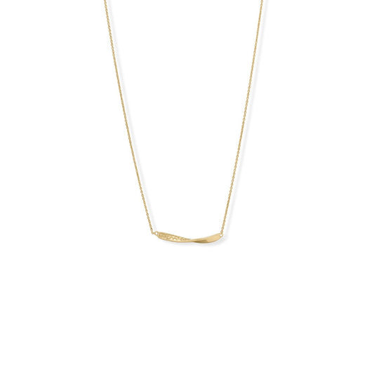 Gold Plated 16" + 2" 1/2 Twist Textured Bar Necklace - M H W ACCESSORIES LLC