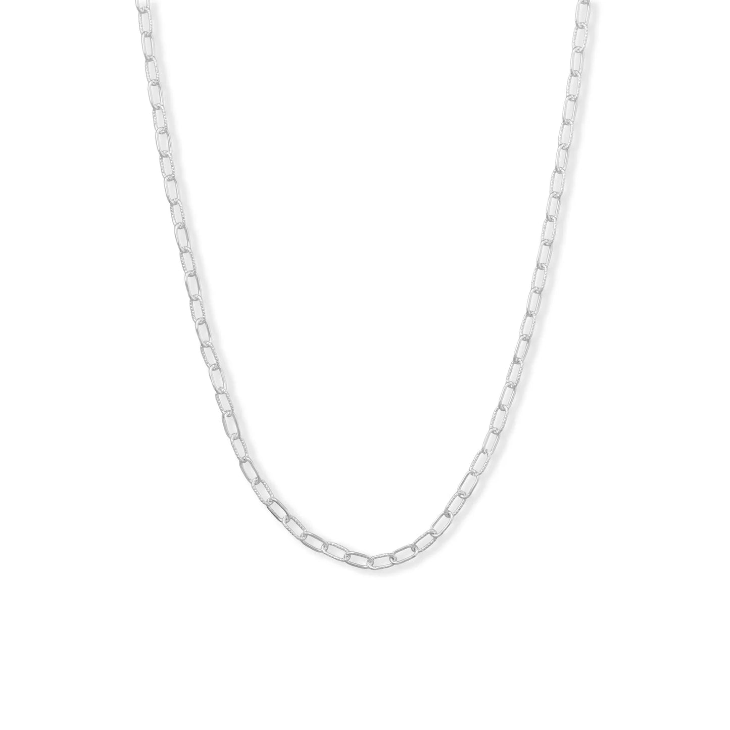 Sterling Silver 18" Smooth and Textured Link Necklace - M H W ACCESSORIES LLC