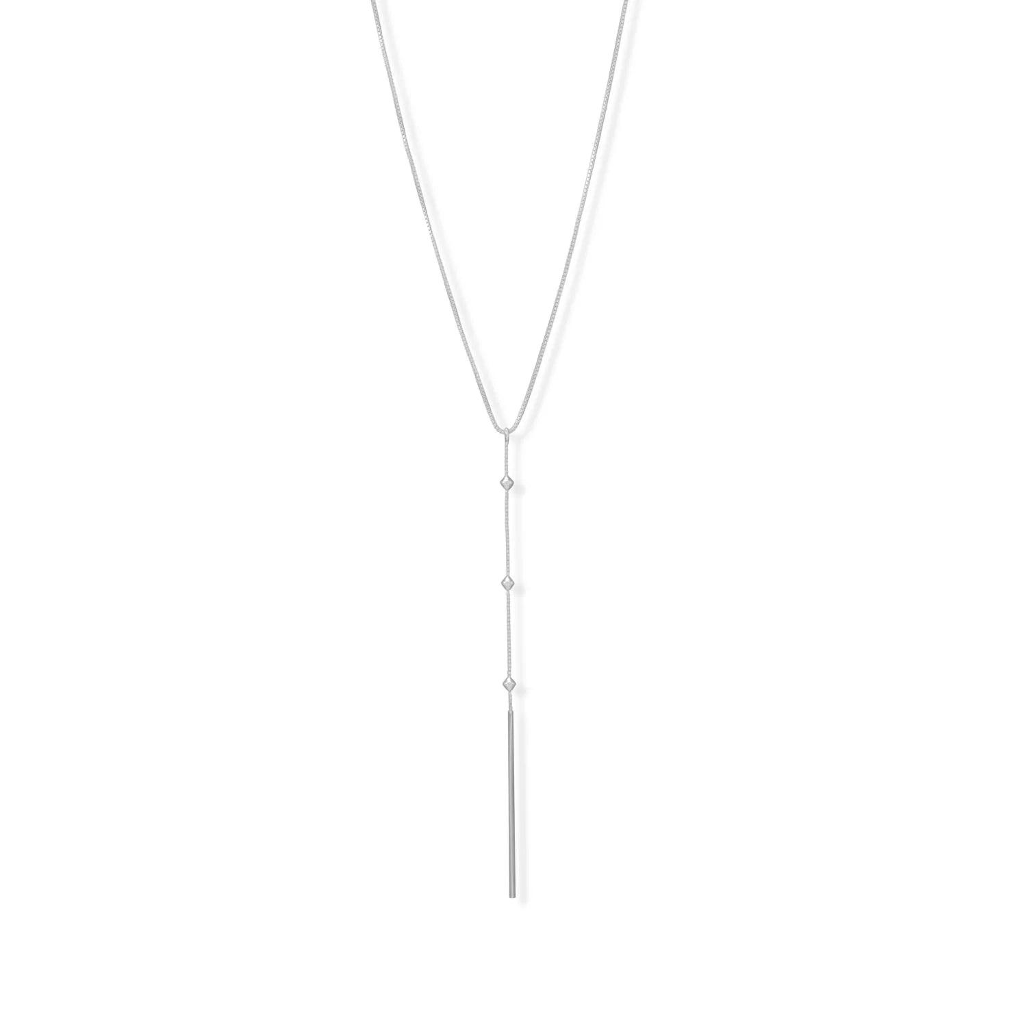 Sterling Silver Beaded Bar Drop Necklace for Her - M H W ACCESSORIES LLC