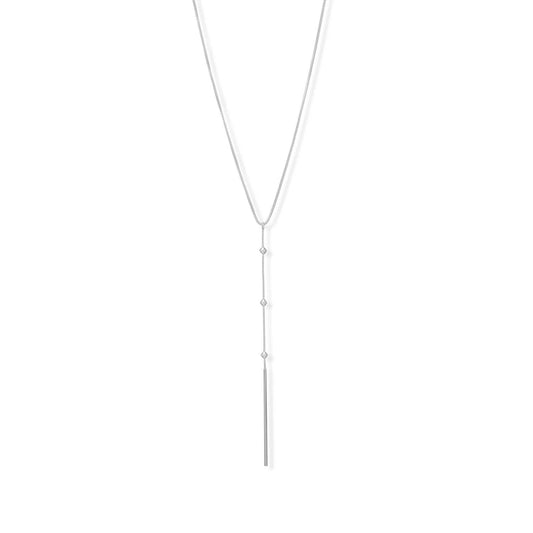 Sterling Silver Beaded Bar Drop Necklace for Her - M H W ACCESSORIES LLC