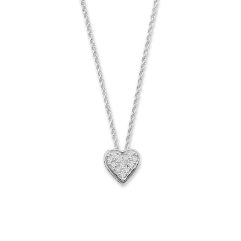 16" + 2" Pave CZ Heart "MOM" Necklace - M H W ACCESSORIES LLC