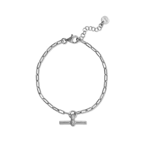 Sterling Silver CZ Toggle Bracelet-M H W ACCESSORIES - M H W ACCESSORIES LLC