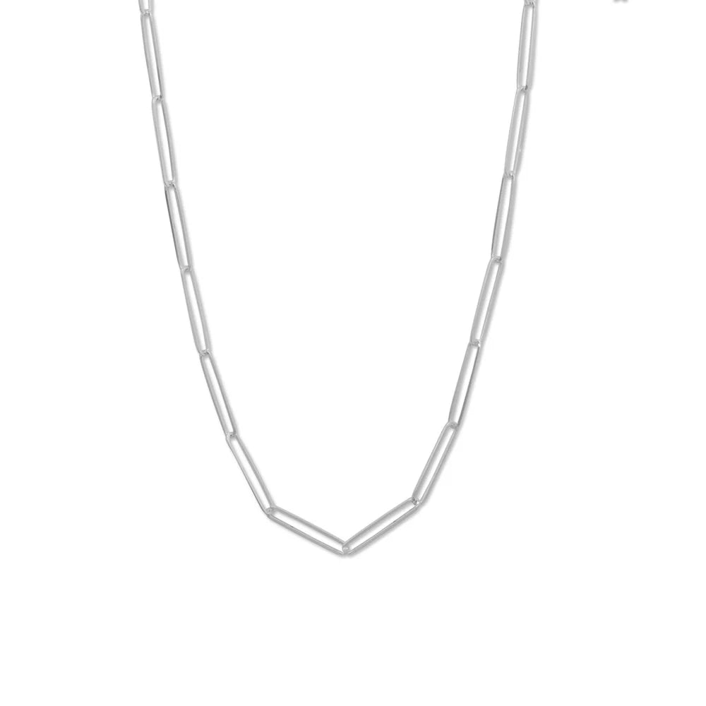 30" Elongated Paperclip Chain Necklace .925 Sterling Silver - M H W ACCESSORIES LLC