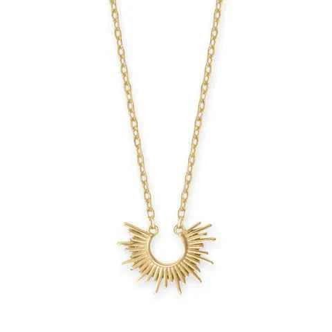 16" + 2" 14 Karat Gold Plated Mini Sunburst Necklace