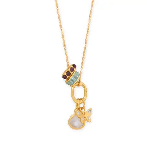 Cheers for Cherries! 18" 14 Karat Gold Plated Charm Necklace