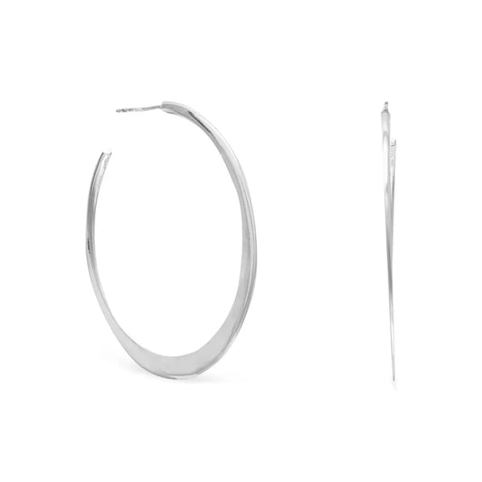 Sterling Silver Flat Tapered 3/4 Hoop Earrings - M H W ACCESSORIES LLC