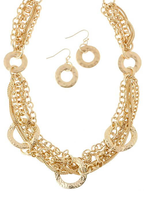 Chunky Circle Link Statement Necklace Set for Women