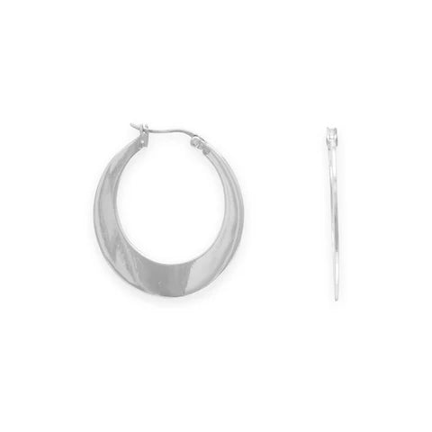 Sterling Silver Flat Tapered Click Hoop Earrings - M H W ACCESSORIES LLC