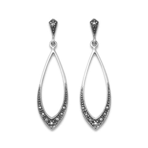 Sterling Silver Marcasite Drop Earrings- M H W ACCESSORIES - M H W ACCESSORIES LLC