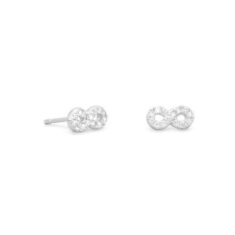 .925Sterling Silver Cubic Zirconia Infinity Stud Earrings - M H W ACCESSORIES LLC