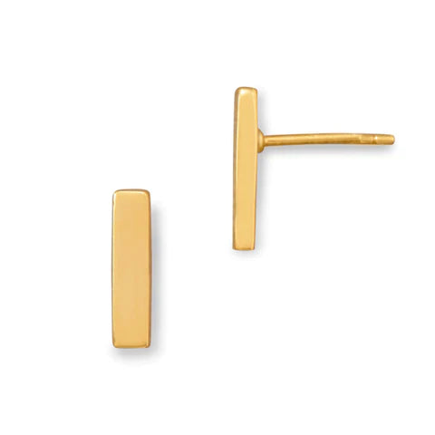 14 Karat Gold Plated Bar Stud Earrings-M H W ACCESSORIES - M H W ACCESSORIES LLC
