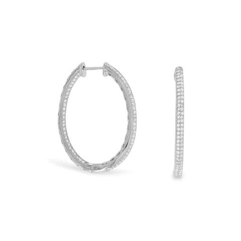Sterling Silver Rhodium Plated CZ In/Out Hoop Earrings - M H W ACCESSORIES LLC