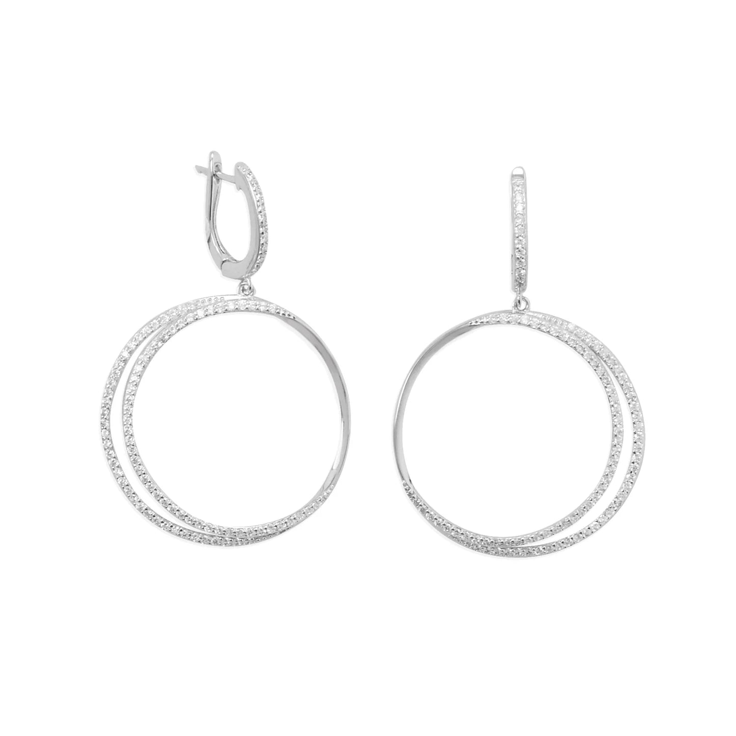 Sterling Silver Eclipse CZ Hoop Earrings- M H W ACCESSORIES - M H W ACCESSORIES LLC