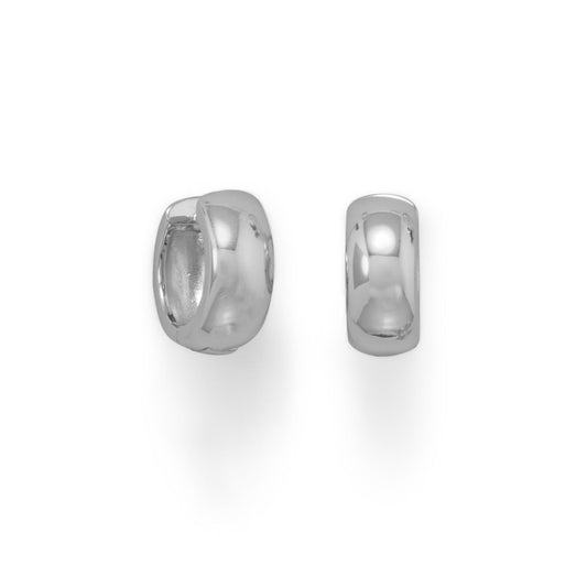 Sterling Silver Wide Huggie Hoop Click Earrings for Women - M H W ACCESSORIES LLC