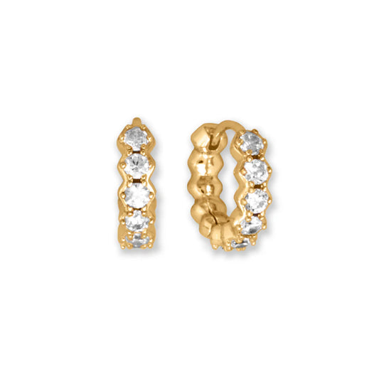 14 Karat Gold Plated 10mm CZ Hoop Earrings - M H W ACCESSORIES LLC