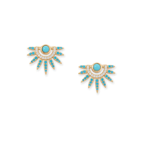 Turquoise CZ Spike Earrings- M H W ACCESSORIES - M H W ACCESSORIES LLC