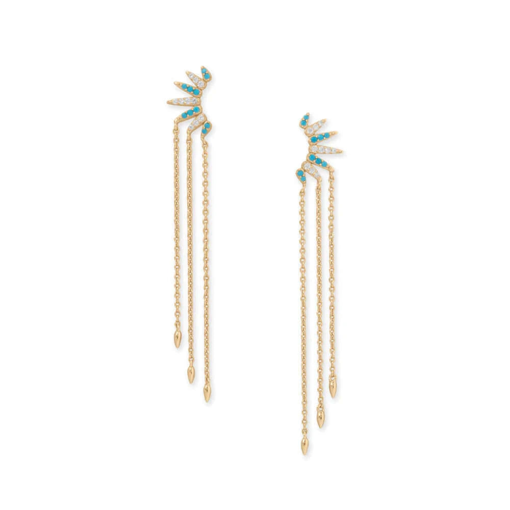 14 Karat Gold Plated Turquoise Drop Earrings- M H W ACCESSORIES - M H W ACCESSORIES LLC