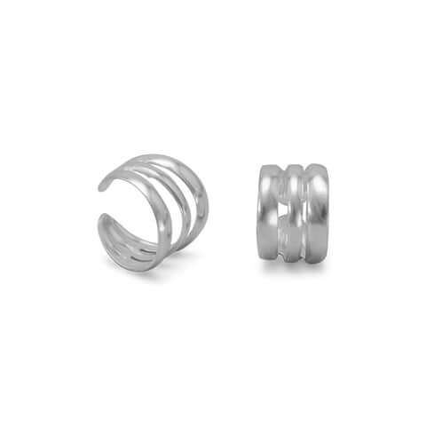 .925 Sterling Silver 3 Row Polished Ear Cuffs Earrings for Women - M H W ACCESSORIES LLC