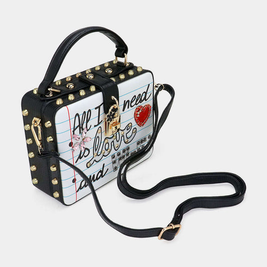 All I Need Is Love and Wi-Fi Message Box Locket Hand Bag / Crossbody Bag - M H W ACCESSORIES LLC