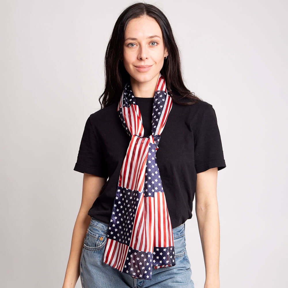 American USA Flag Printed Scarf - M H W ACCESSORIES LLC