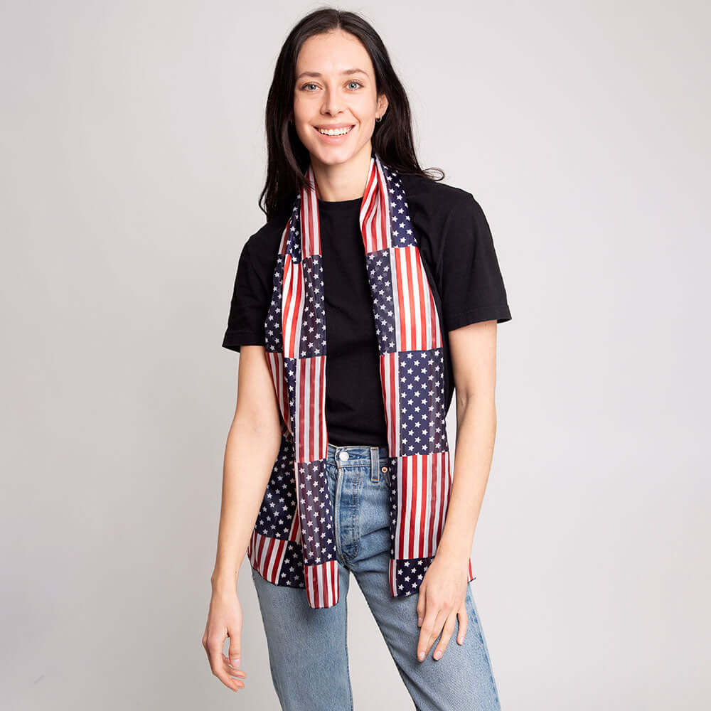 American USA Flag Printed Scarf - M H W ACCESSORIES LLC
