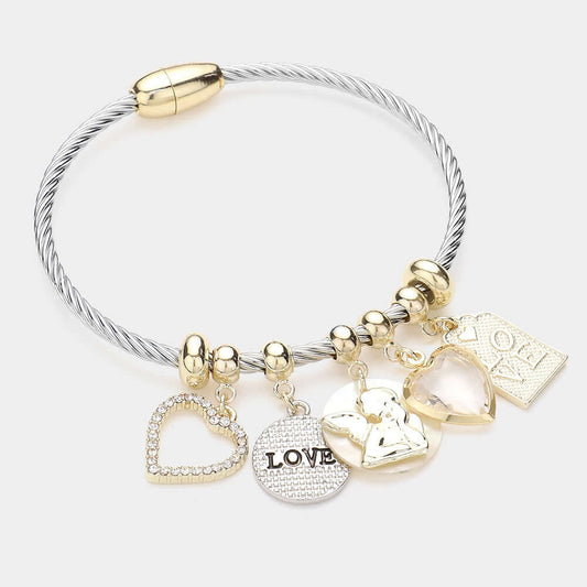 Angel Transparent Heart Cluster Charm Magnetic Bracelet - M H W ACCESSORIES LLC