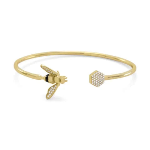 BEE Mine 14-Karat Gold Plated Sterling Silver Bracelet with Cubic Zirconium - M H W ACCESSORIES LLC