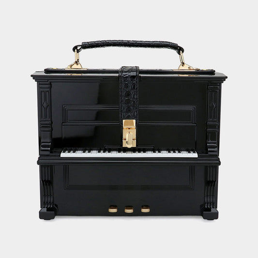 Black Acrylic Piano Shape Hand Bag / Crossbody Bag - M H W ACCESSORIES LLC