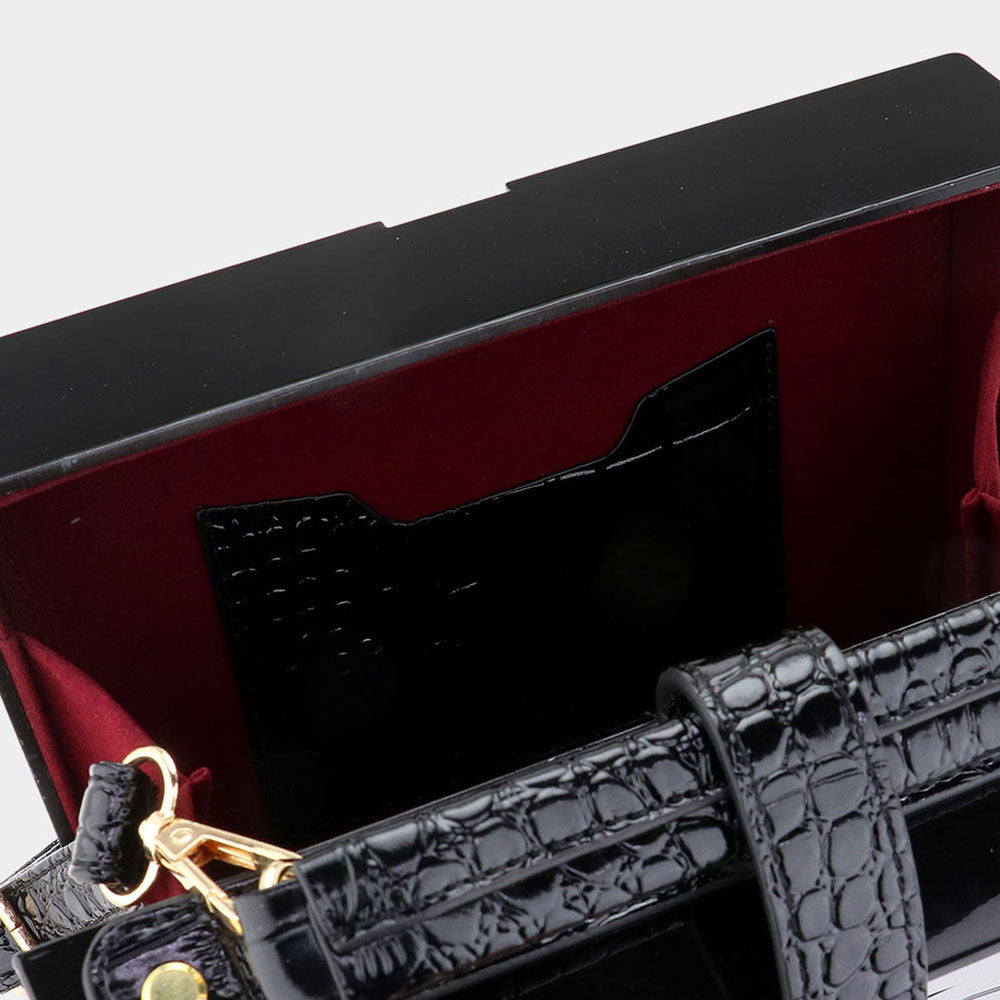 Black Acrylic Piano Shape Hand Bag / Crossbody Bag - M H W ACCESSORIES LLC