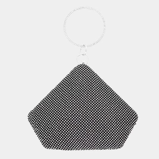Black Bling Angled Evening Tote / Crossbody Bag - M H W ACCESSORIES LLC