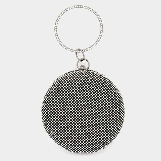 Black Bling Round Evening Tote / Crossbody Bag