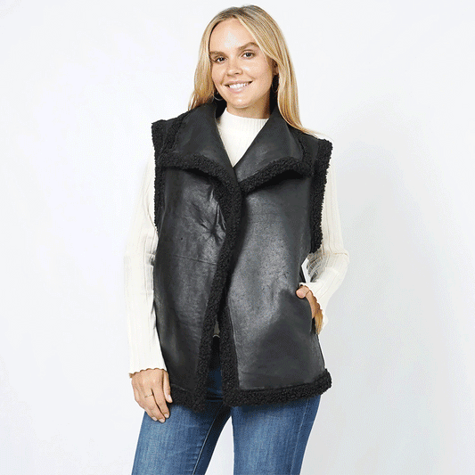 Black Reversible Shearing Vest - M H W ACCESSORIES LLC