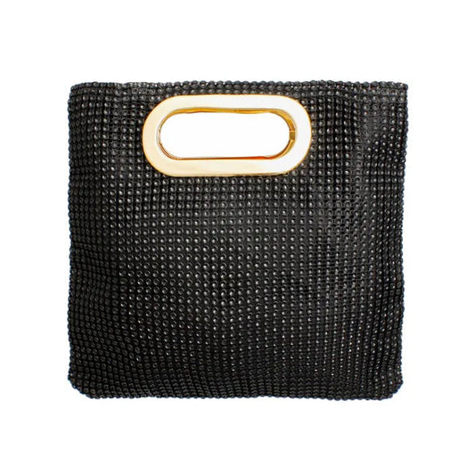 Black Rhinestone Mesh Square Clutch for Women - M H W ACCESSORIES LLC