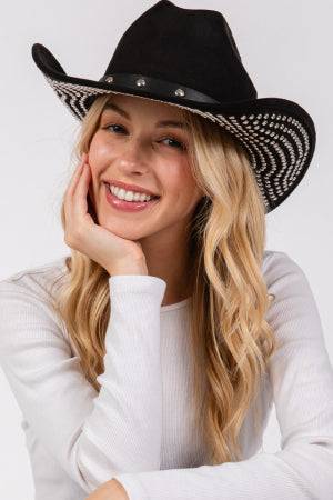 Black Studded Brim Cowboy Hat - M H W ACCESSORIES LLC