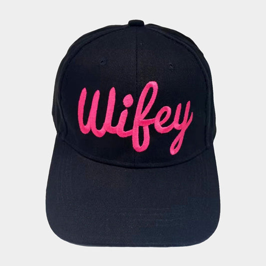 Black and Pink Wifey Message Baseball Cap - M H W ACCESSORIES LLC