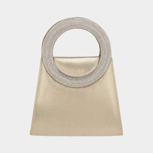 Bling Studded Round Top Handle Mini Evening Bag / Crossbody Bag - M H W ACCESSORIES LLC