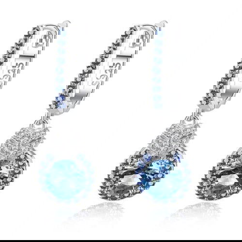 Blue Dangle Sterling Silver Earrings-M H W ACCESSORIES - M H W ACCESSORIES LLC