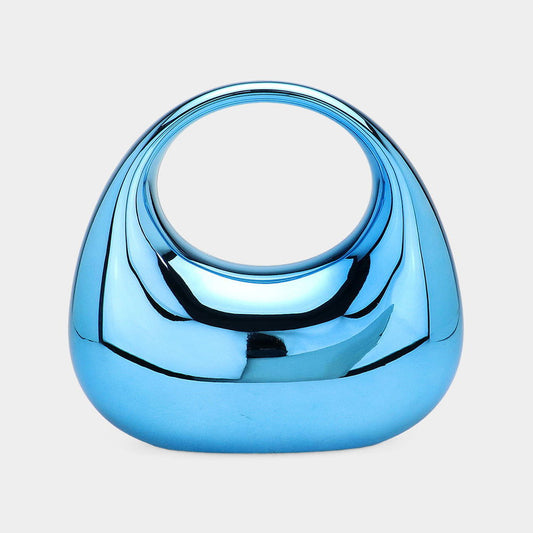 Blue Metallic Acrylic Crescent Handbag - M H W ACCESSORIES LLC