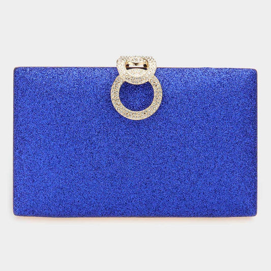 Blue Shimmery Evening Clutch / Crossbody Bag - M H W ACCESSORIES LLC
