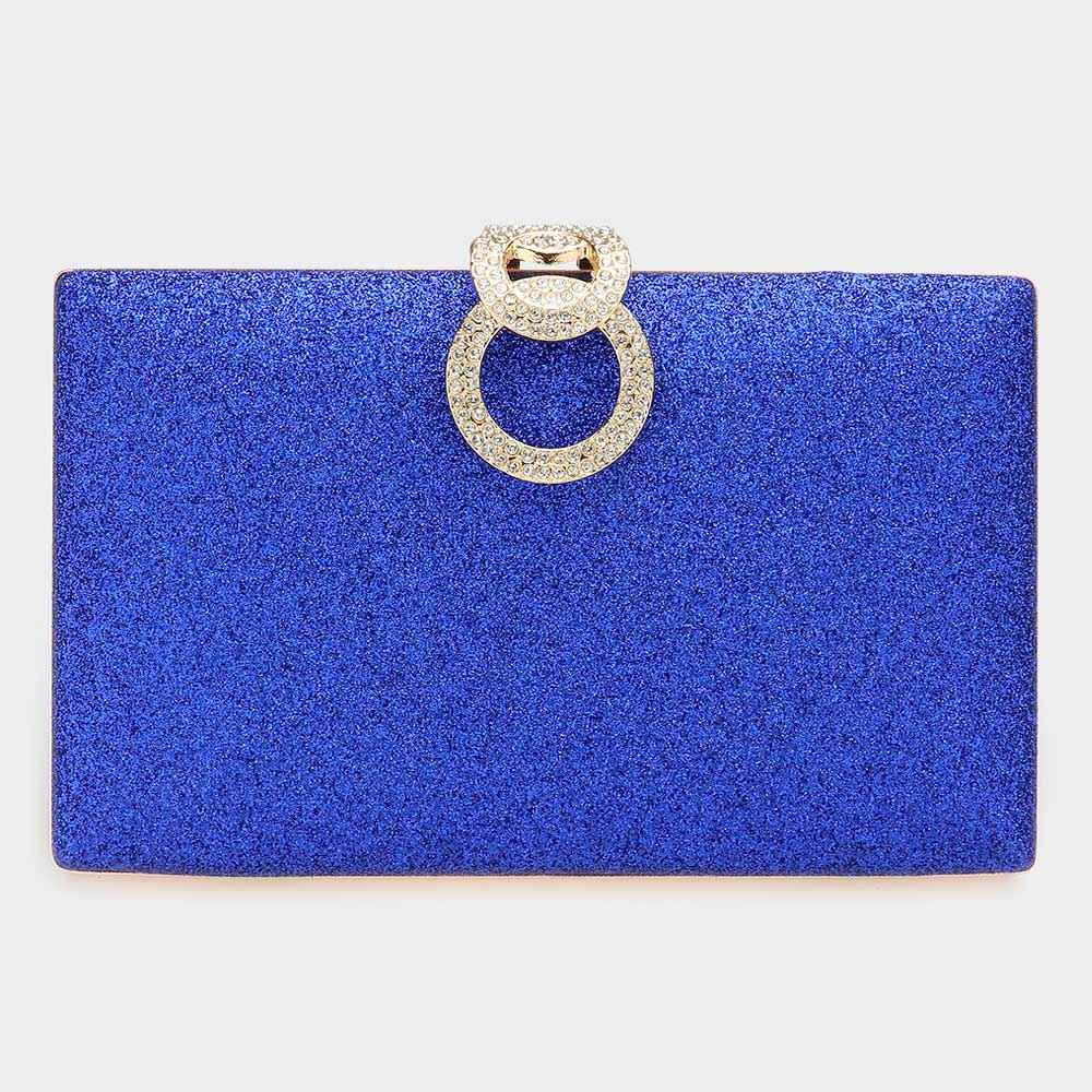 Blue Shimmery Evening Clutch / Crossbody Bag M H W ACCESSORIES LLC Blue Shimmery Evening Clutch / Crossbody Bag