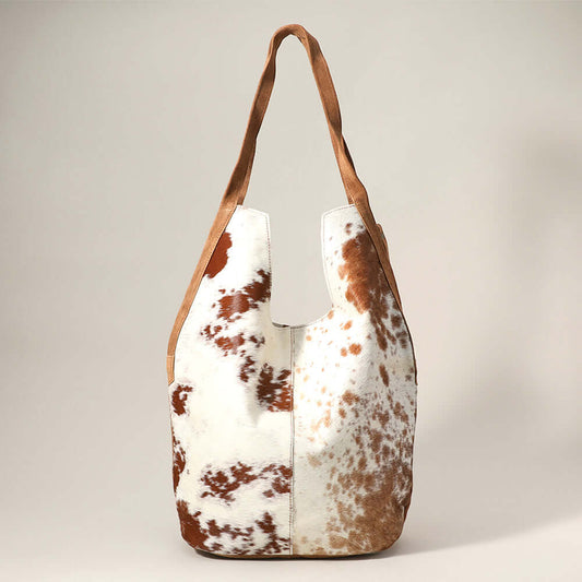 Brown Animal Patterned Genuine Fur Calf Hobo Bag / Shoulder Bag - M H W ACCESSORIES LLC