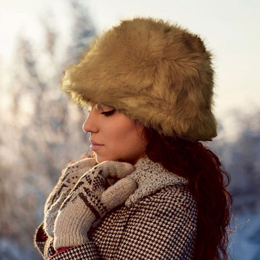 Brown Fuzzy Faux Fur Bucket Hat - M H W ACCESSORIES LLC