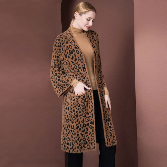 Brown Leopard Patterned Pockets Cardigan - M H W ACCESSORIES LLC