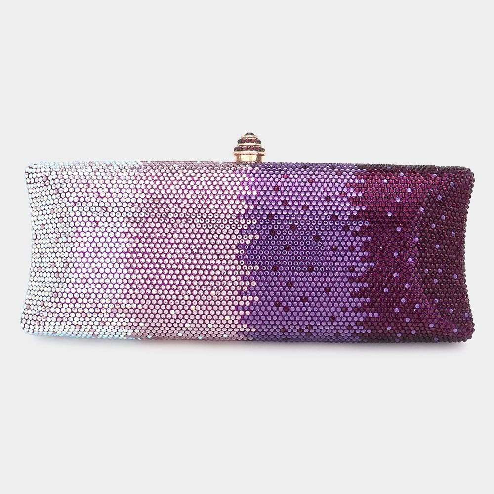 Purple Ombre Rhinestone Evening Clutch-M H W ACCESSORIES - M H W ACCESSORIES LLC