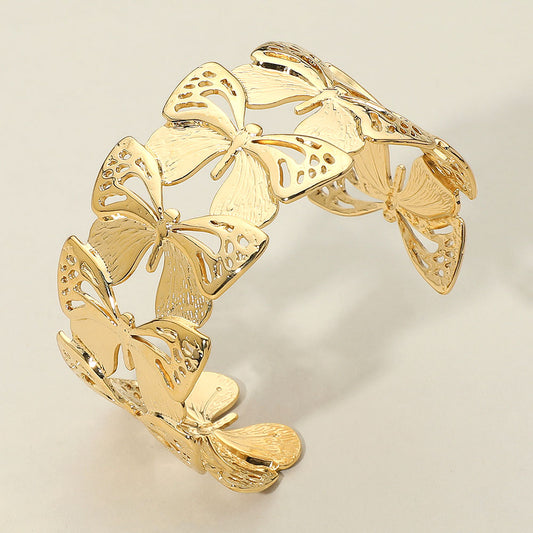 Stainless Steel Butterfly Cutout Cuff Bracelet