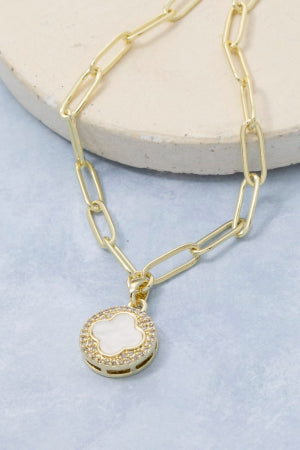 Stainless Steel Clover Coin Pendant Necklace for Women M H W ACCESSORIES LLC Stainless Steel Clover Coin Pendant Necklace for Women